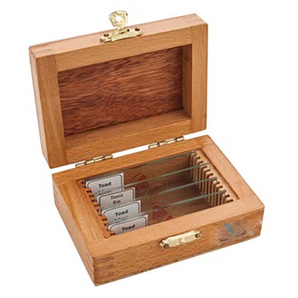 Microscope Slide Storage Box, Wood - 12 Slide